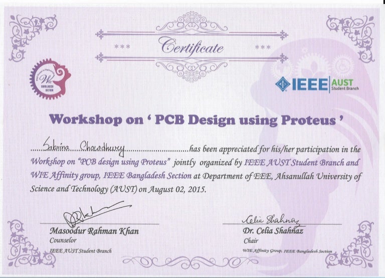 certificate for workshop participation