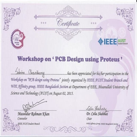 Pcb design using proteus workshop certificate | PPT