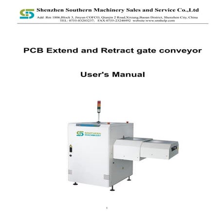Pcb extend and retract gate conveyor user's manual
