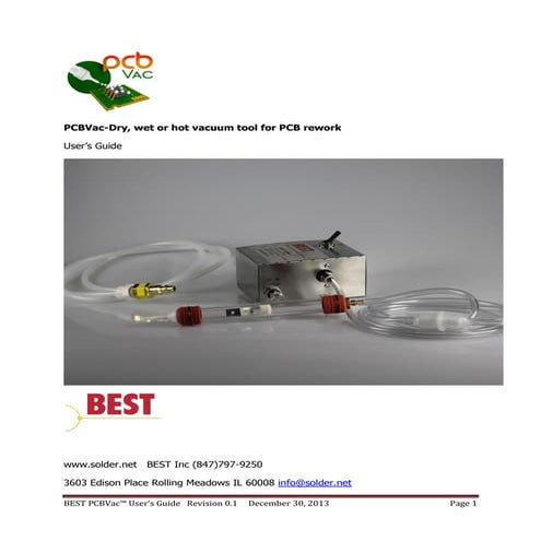 PCBVac-Dry, wet or hot vacuum tool for PCB rework