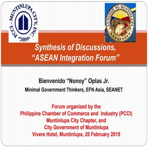 Forum on ASEAN Economic Integration, by PCCI Muntinlupa