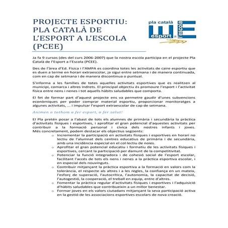 Pcee projecte esportiu