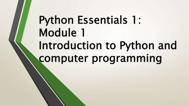 PCEP Module 1.pptx | Programming Languages | Computing