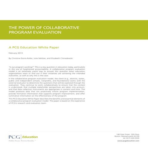 Public Consulting Group Evaluation White Paper