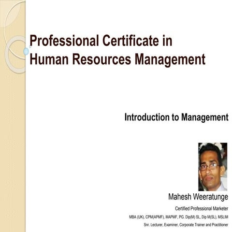 Introduction to management