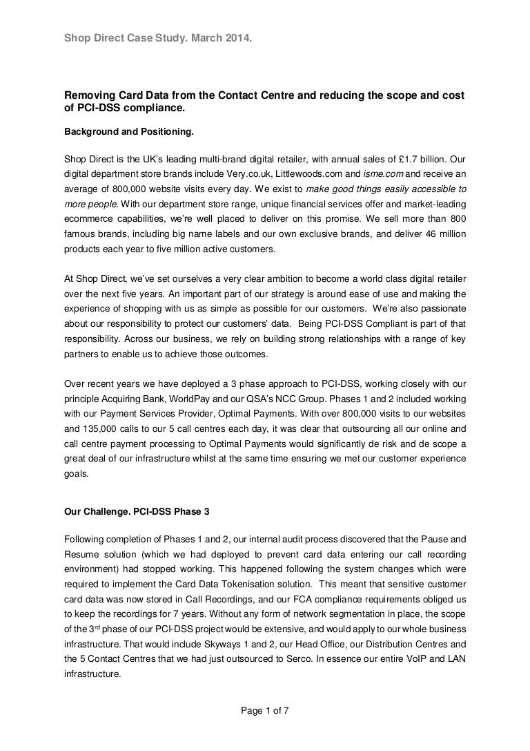Pci Dss Compliance Shop Direct A Case Study