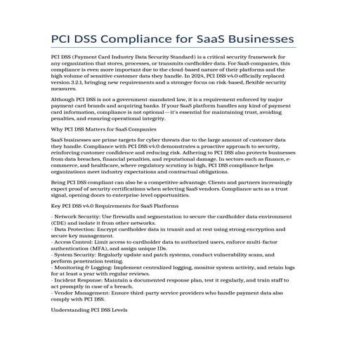 Securing SaaS: Your Roadmap to PCI DSS v4.0 Compliance