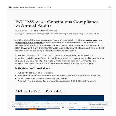 PCI DSS v4.0: Why Continuous Compliance Matters for Crypto Platforms