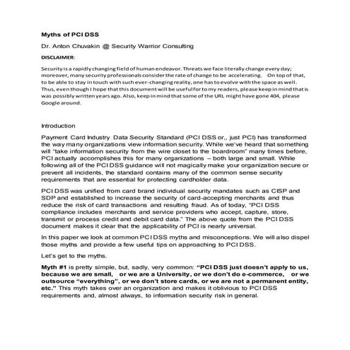 Myths of PCI DSS