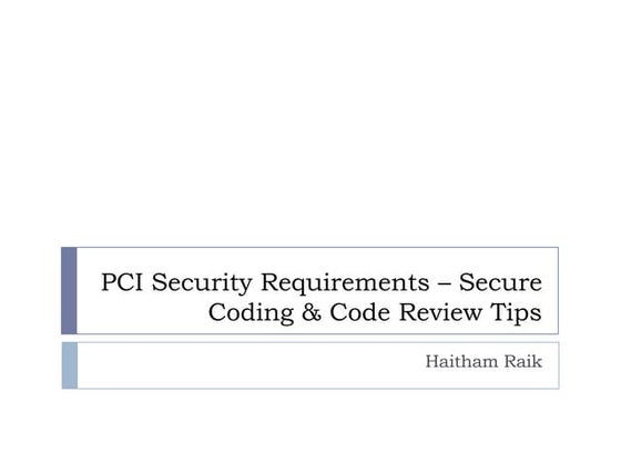 PCI security requirements   secure coding and code review 2014