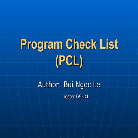 Program Check List (PCL) FSOFT