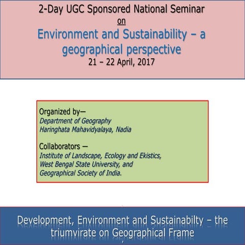 Development, Environment and Sustainabilty–the triumvirate on Geographical Frame