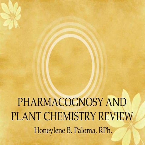 Pcog and plant chemistry review