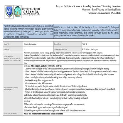 Purposive Communication - OBTLP - UPDATED