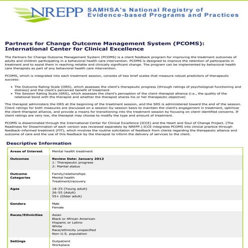 Child Outcome Rating Scale (CORS) | PDF