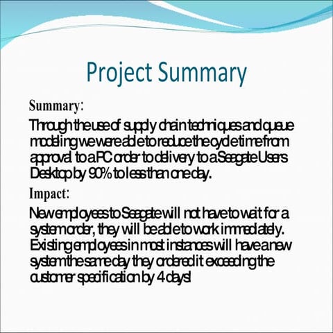 Pc Order To Installation Cycle Time Reduction Display