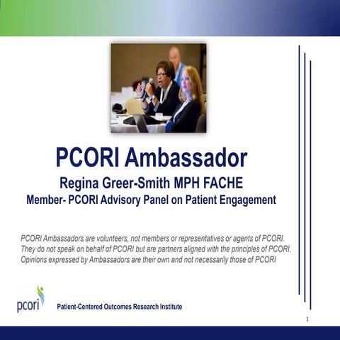 Pcori ambassador regina greer smith mph fache