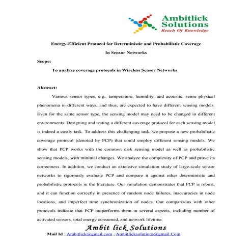 Energy-Efficient Protocol for Deterministic and Probabilistic Coverage In Sen...