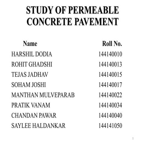 Permeable concrete pavement