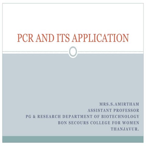 Pcr and its application