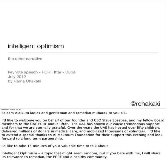 PCRF - Intelligent Optimism