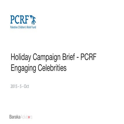 PCRF Holiday Campaign Implementation Concept
