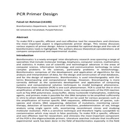 PCR Primer Designing 