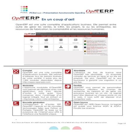 PcSol  brochure open-erp a destination des entreprises