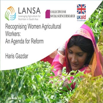 Recognising Women Agricultural Workers: An Agenda for Reform