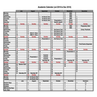 Pcte calendar as on 2010 07-30