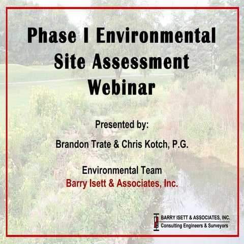 Phase I Environmental Site Assessment Training Seminar