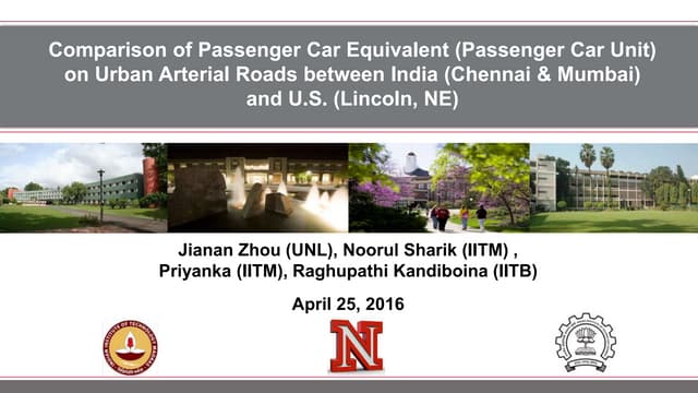 Comparison of PCU for Indian and American conditions