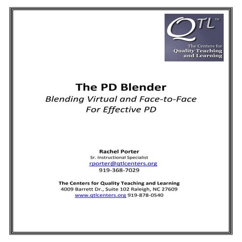The PD Blender: Blending Virtual and Face-to-Face For Effective PD