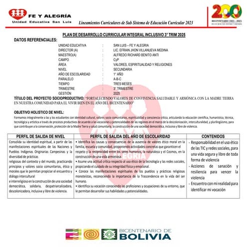 PDC 3° TRIM. 1°SEC VER 2025.pdf PARA TRABAJAR EN EDUCACIÓN | PDF