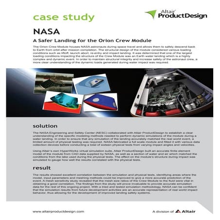 Altair ProductDesign Case Study - Orion Crew Module Water Landing Simulation for NASA
