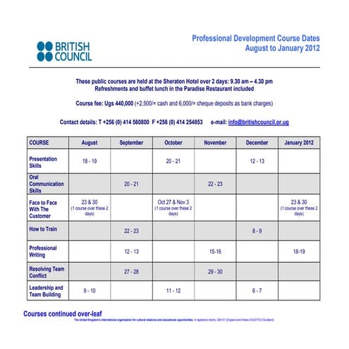 Unit 22 timetable | DOCX