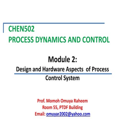 Presentation on process dynamics and control | PPT