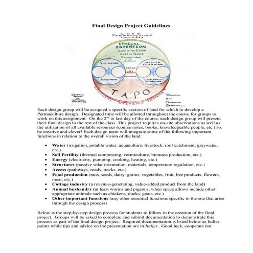PDC project guidelines