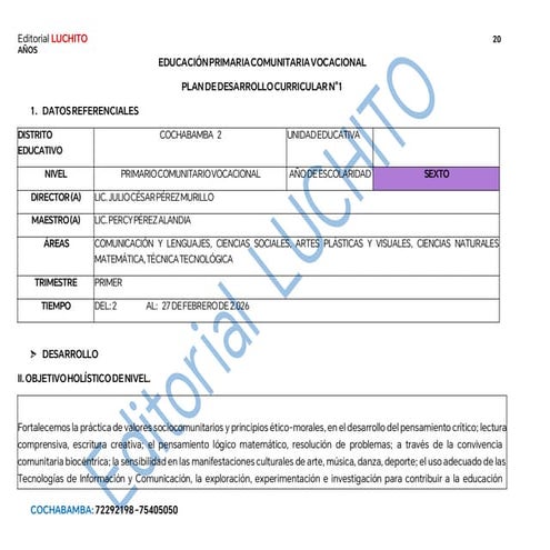 PDC SEXTO LUCHITO FEBRERO-1.pdf MODELO PDC | PDF