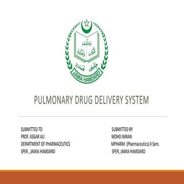 Pulmonary drug delivery system.