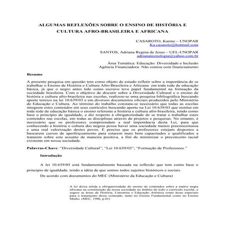 história e cultura afro brasileira e africana