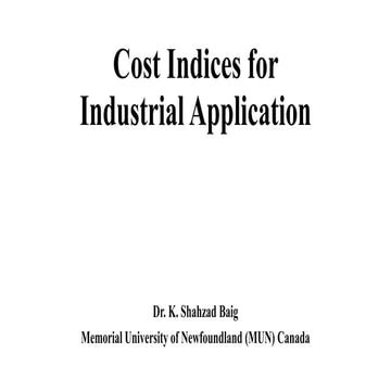 Cost Indices for Industrial Application