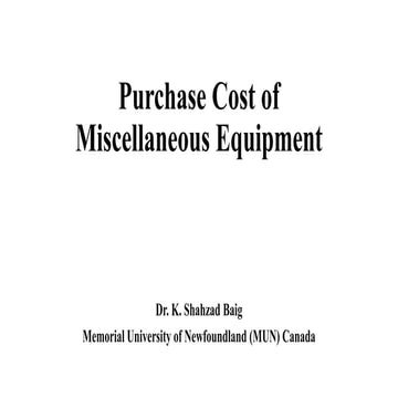 Purchase Cost of Miscellaneous Equipment