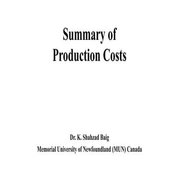 Summary of Production Costs