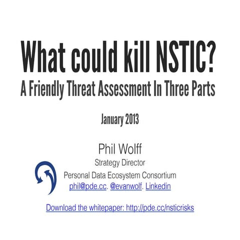 What could kill NSTIC? A friendly threat assessment in 3 parts.