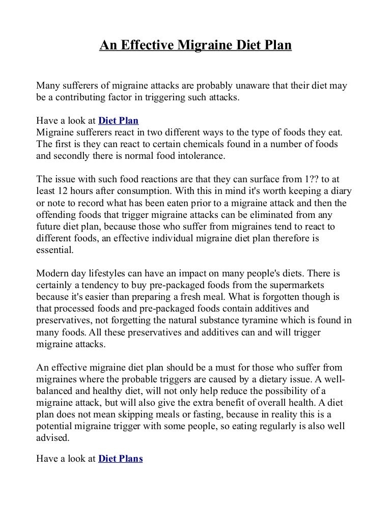 An Effective Migraine Diet Plan