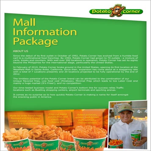 Potato Corner USA Mall Info Package