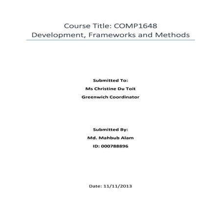 Development, Frameworks and Methods