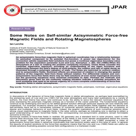 Some Notes on Self-similar Axisymmetric Force-free Magnetic Fields and Rotati...