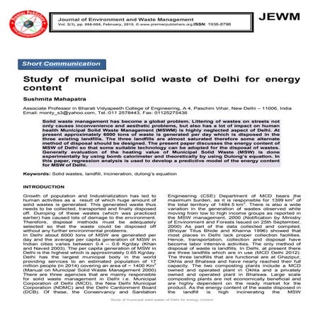 Comprehensive Solid Waste Management and Energy Analysis Techniques | PPT
